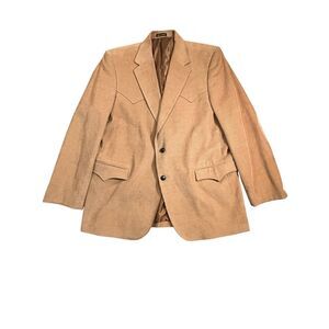Circle S Western Blazer 46L Tan Corduroy Sport Coat Elbow Patches Cowboy Ranch